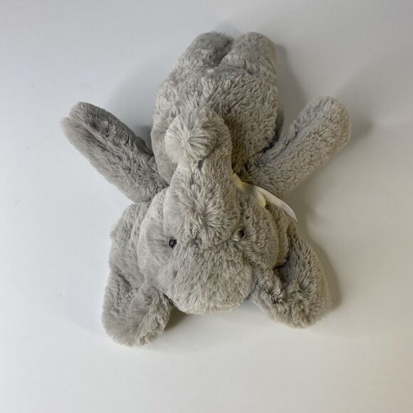 Elephant Plush Pottery Barn Kids 11" Gray White Bow PBK Stuffed Animal Toy - Picture 5 of 11